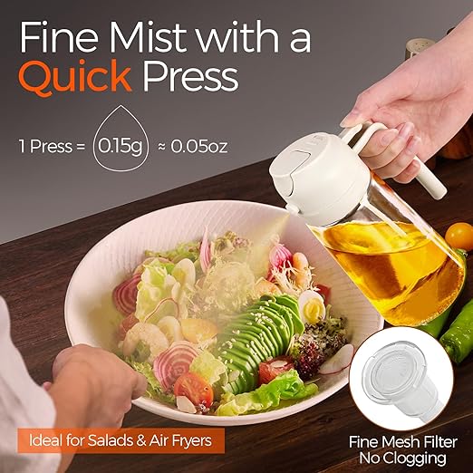 Oil Spray Bottle 2 in 1 Oil Dispenser & Sprayer
